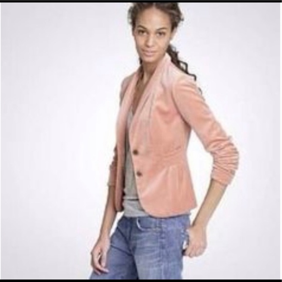 J. Crew Jackets & Blazers - J. Crew Velvet Eden Blazer Peach Peplum Coat  Sz4